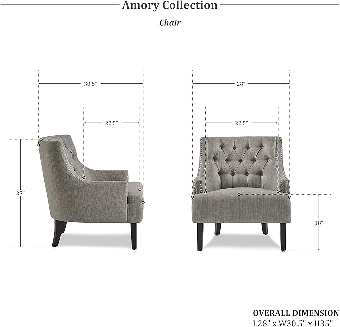 Lexicon Accent Chair Reading Chair Comfy Chair for Bedroom Upholstered Armchair with Solid Wood Frame Tufted Cushion Nail Head Trim Single Sofa Chair for Living Room Office Tan Chenille