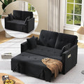 Loveseat Sleeper Sofa Bed Couch: Queen Sleeper Chair Pull Out Bed for Living Room Black Velvet Couch Beds for Small Spaces 3 in 1 Convertible Sofa with Armrests