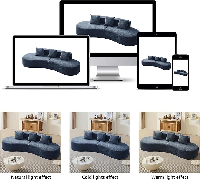 109 Modern Curved Sofa Raindrop Velvet Fabric 5 Seater Curved Shaped Sectional Couch for Living Room Bedroom Office No Assembly