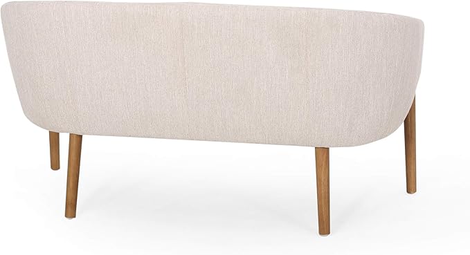 Great Deal Furniture Noble House Galena Mid-Century Fabric Loveseat in Beige