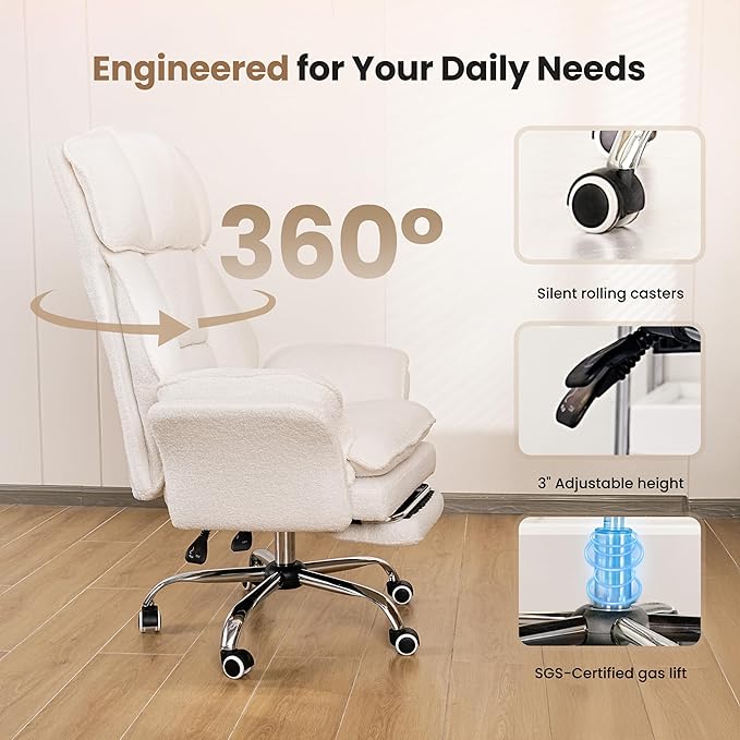 Big and Tall Office Chair Flip Armrests for Pets &amp Cross Legged Sitting Executive Ergonomic Computer Gaming Chair with Foot Rest Gliter Fabric Wide Seat Reclining Desk Chair