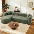 Curved Sectional Sofa with Left Chaise 109 Oversized Boneless Couches L-Shape Modern Cloud Modular Couche with Deep Seat Upholstery Chenille for Living Room No Assembly Required Green
