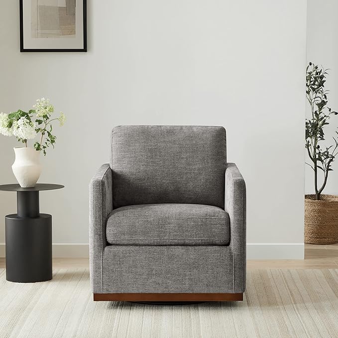 CHITA Swivel Accent Chair FSC Certified Mid Century Modern Arm Chair for Living Room and Bedroom Fully Assembled Grey