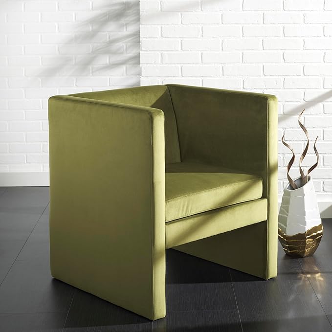 SAFAVIEH Home Collection Gisle Modern Olive Green Velvet Accent Chair (Fully Assembled)