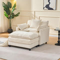 KEIKI Oversized Armchair with Ottoman Chenille Upholstered Sofa Bed Wide Accent Chair Perfect for Living Room Bedroom Apartment Beige