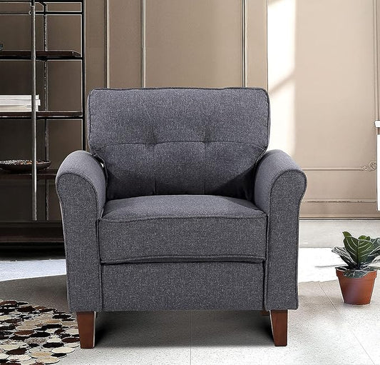 Kouchok Living Room Modern Side Reading Sitting Side Club Upholstered Velvet Accent Chair for the Bedroom Nursery Kids Room and Home Office in Dark Grey 31.4 Width Dark Grey