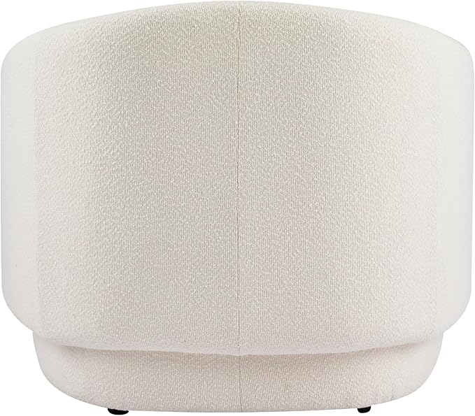 Scott Living Amanda Carly Low Profile Accent Chair Round Backrest Side Chair Living Room Armchair with Boucle Fabric Cushion Comfy Reading Chair for Bedroom Wooden Single Lounge Sofa Cream