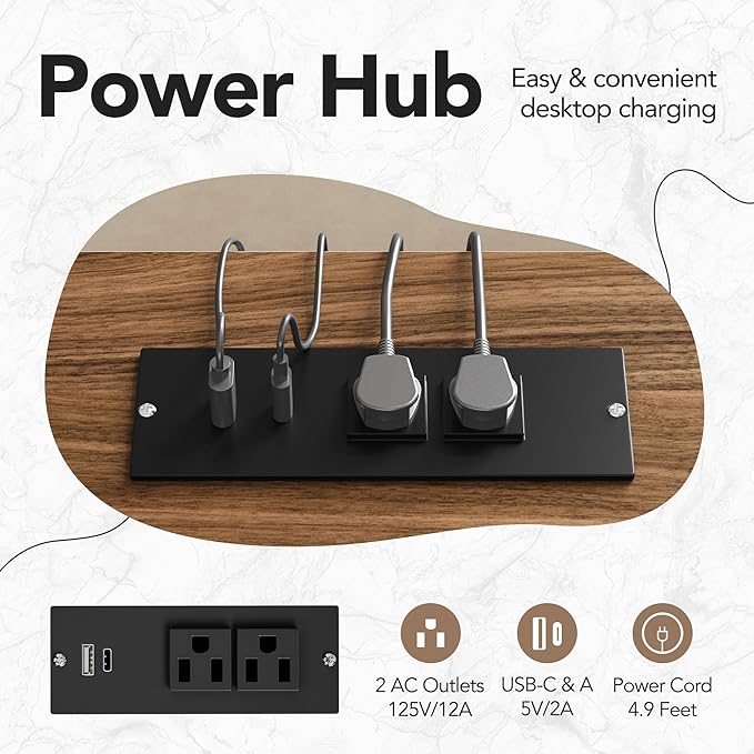 HUANUO Electric L Shaped Stadning Desk with LED Strip &amp Power Outrlets 63 x 55 2-Tier Height Adjustable Sit Stand up Desk with Power Strip Holder Ergonomic Corner Computer Table Walnut