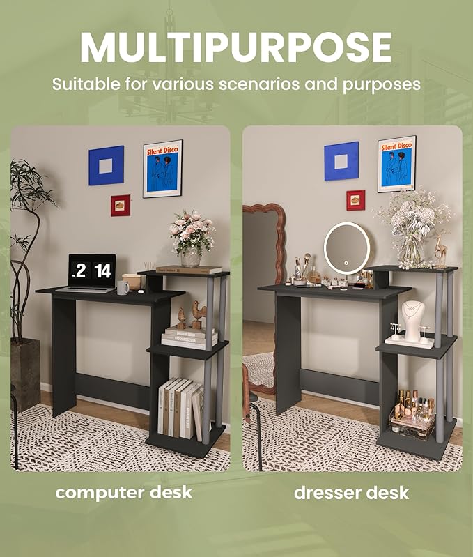 Small Study Desk Working Desk with Printer Shelf Small Table for Office Home Study Room
