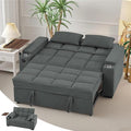 65'' 3-in-1 Sleeper Sofa Bed with Pull-Out Couch &amp Side Table Convertible Loveseat with Adjustable Backrest Velvet Chaise Lounge with USB &amp Type-C Ports Dark Grey