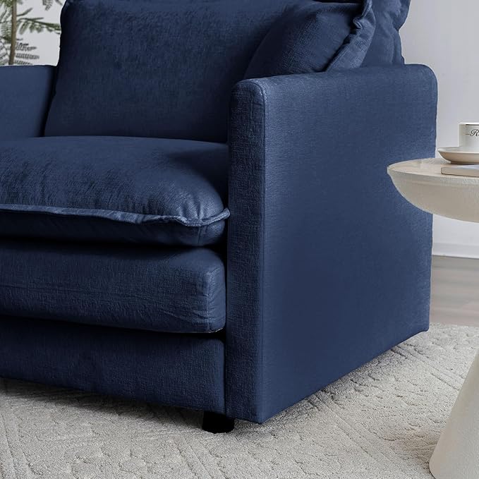 Chenille Oversized Accent Chair - 39”W Big Comfy Modular Cloud Chair Cozy Reading Chair for Living Room Kids Room Reading Nook Bedroom Family Navy Blue