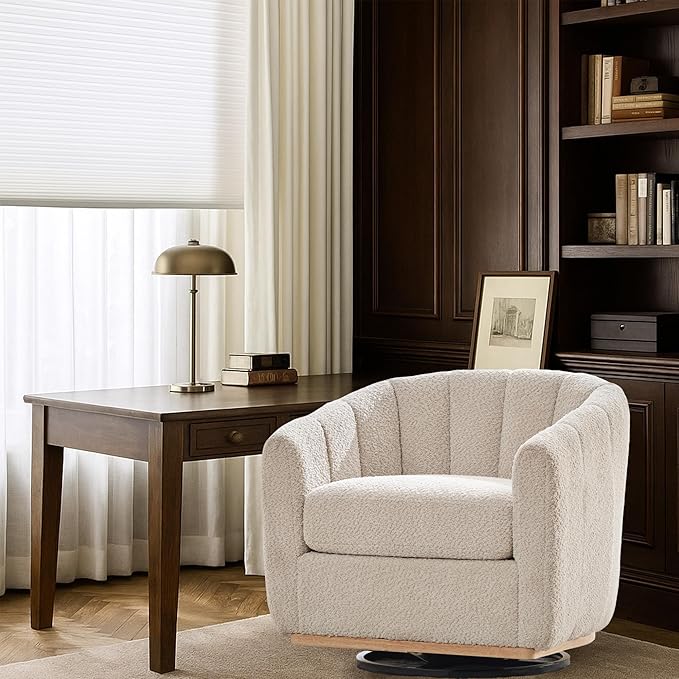 Mlmh &amp Kngwa 32.28 W Swivel Barrel Accent Chair Chenille Upholstered Swivel Chair Comfy Chairs Single Sofa for Living Room Bedroom Wheat