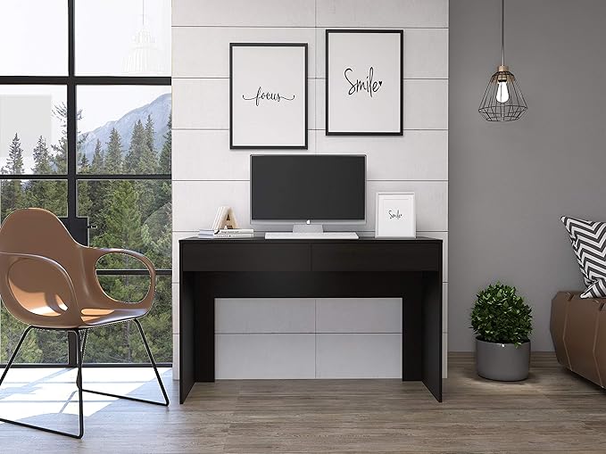 Home Office Desk Writing Computer Desk Two Drawers -Black