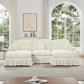 KEIKI 107 3Seat Modular Velvet Sofa Couch for Living Room Small Space Style Conscious Homeowners Warm Inviting Comfy Supportive Rest Space Elegant Premium Premium Design Beige White