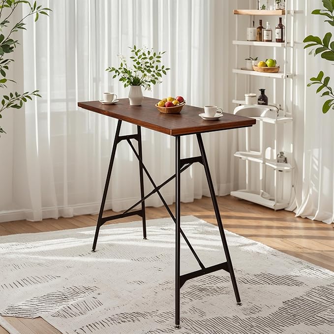 LOKKHAN Modern Industrial Table - 45.3” L x 41.34” H - Rectangular Desk for Home Office Dining Side Table - Writing Desk with Cross Bracing - Compact Multipurpose Study Computer Craft Workstation