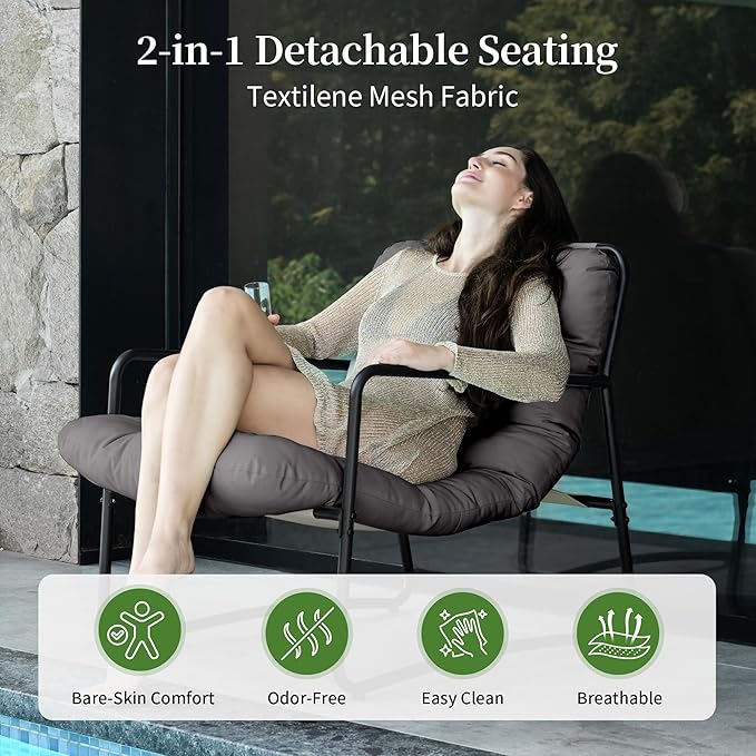 Modern Accent Chair Living Room Chair with Metal Frame &amp Armrest Comfy Reading Chair Leisure Sofa Armchair with Soft Cushion for Bedroom Balcony Lounge Reading Room Grey