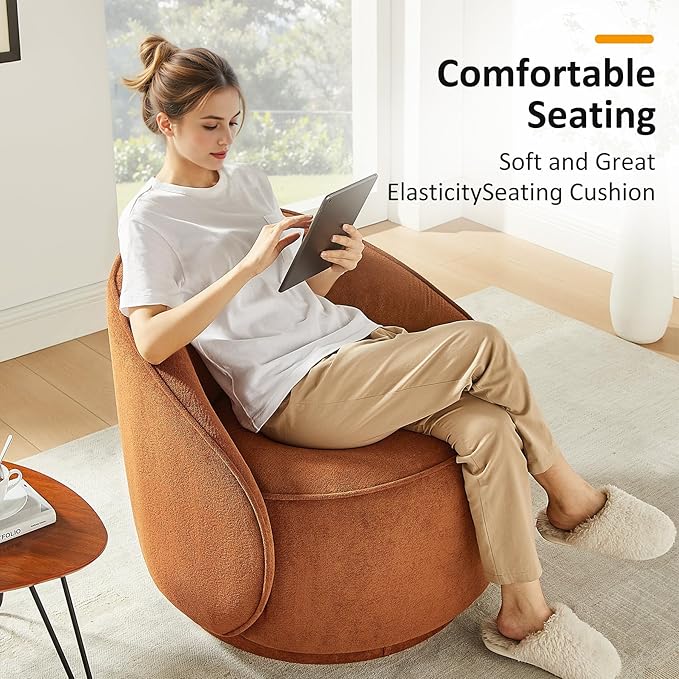 Swivel Accent Chairs Set of 2 360° Comfy Barrel Swivel Club Armchair Modern Reading Chair for Living Room Bedroom Office Balcony Entryway Terry Curry