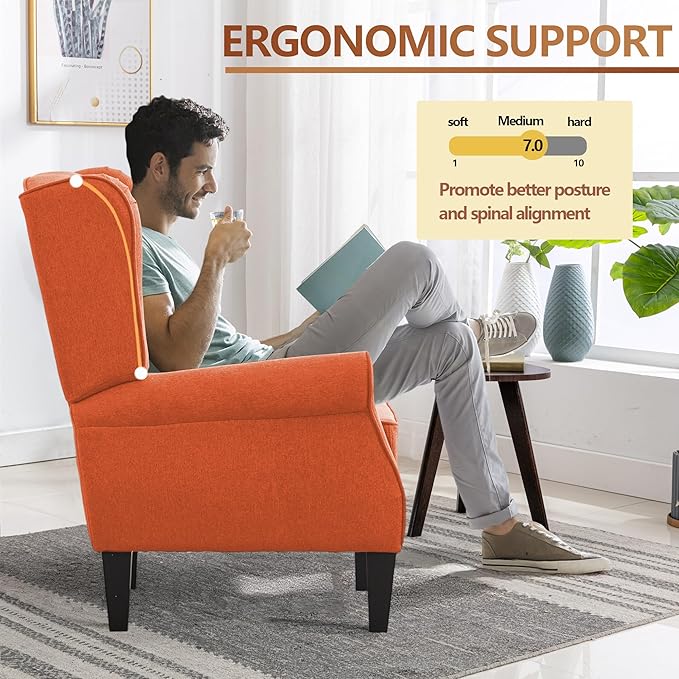 Accent Chair Set of 2 Modern Living Room Chairs with Wingback Comfy Upholstered High Back Single Sofa for Bedroom Mid-Century Reading Armchair Sillas para Sala