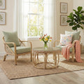 Living Room Chairs Aluminum Accent Chairs Set of 2 Comfortable Arm Chair with Glass Coffee Table Comfy Armchair for Bedroom Rattan Braid Armchairs Accent Chair for Indoor/Outdoor Green