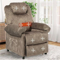 KCREAM Massage Recliner Chair with HeatOverstuffed Fabric Recliner Chairs with HeatingSmall Recliner for Living Room Bedroom Manual Reclining Single Sofa Recliners Lounge Chair for AdultBrown