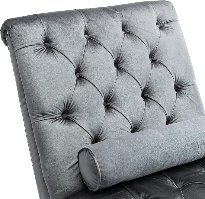 Leisure Velvet Concubine Sofa Accent Sofa Chaise Reclining Lounger Barrel Sofa with Acrylic Feet (Sliver)