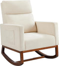 Yaheetech Rocking Living Room Chair Upholstered Glider Chair with Side Pocket Modern Accent Chair with High Back Comfy Armchair for Living Room Bedroom Lounge Nursery Beige