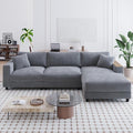 Modular Sectional Sofa 114.5 Convertible L Shaped Couch with Corduroy Fabric 3 Seater Corner Sleeper Sofa with Chaise Storage Armrests &amp 2 Pillows Modern Comfy Upholstered Couches for Living