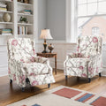 Set of 2 Floral Pushback Recliner Chairs Fabric Upholstered Rivet Trim Accent Club Chairs for Living Room Home Theater- Red Floral