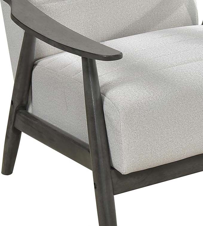 Casual Transitional Chair with Pearl-hued Fabric Upholstery and Dark Gray Frame Solid Wood Design for Living Room Comfort