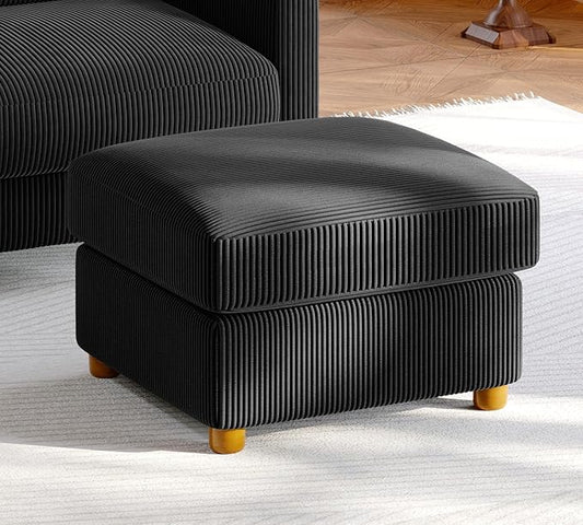 25.2 Couches for Living Room Comfy Black Ottoman with Storage Foot Rest Tool-Free Setup Small Ottoman Foot Rest for Couch Corduroy Couch for Bedroom Apartment Office