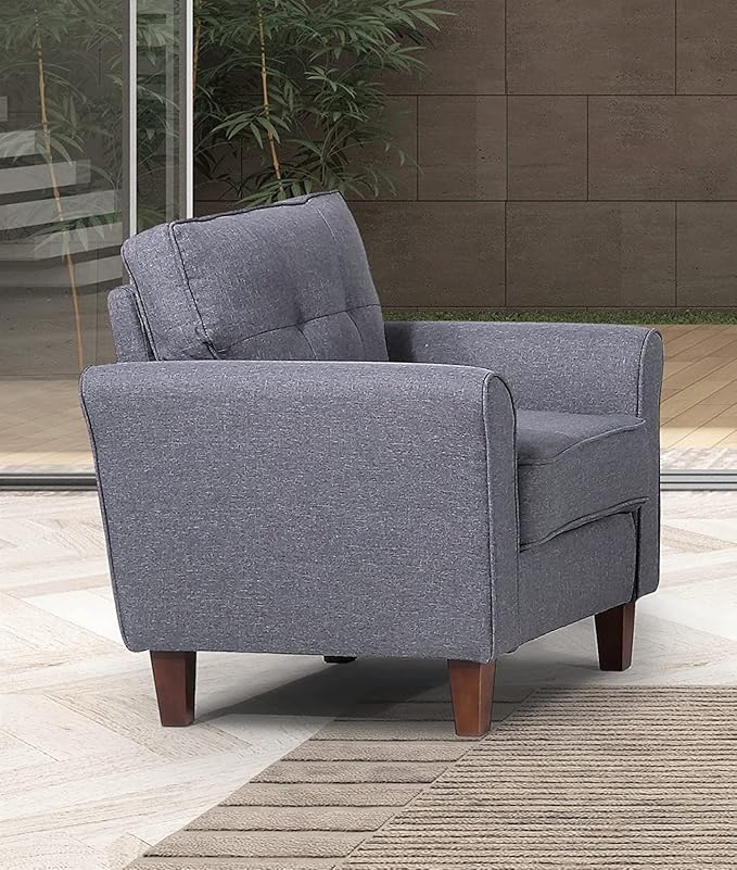 Kouchok Living Room Modern Side Reading Sitting Side Club Upholstered Velvet Accent Chair for the Bedroom Nursery Kids Room and Home Office in Dark Grey 31.4 Width Dark Grey