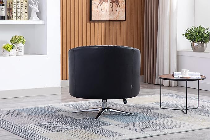 Swivel Barrel Chair Living Room Chair with Nailheads and Metal Base