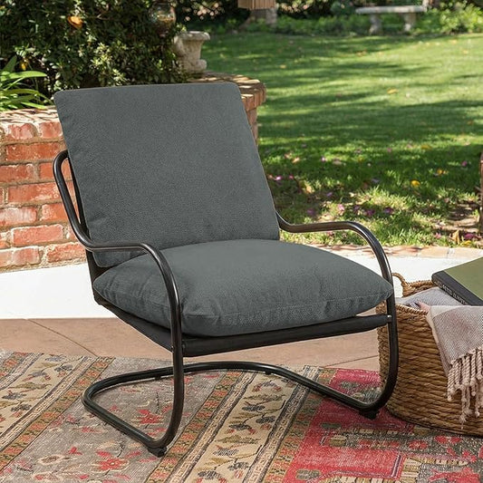Peace nest Modern Accent Chair Comfy Living Room Suspended Chair Bedroom Armchair with Mental Frame Comfortable Upholstered Cushion for Balcony Lounge Reading Meeting Room Dark Grey