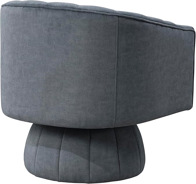 Lexicon Modern Swivel Accent Chair Velvet Fabric Upholstered Swivel Lounge Chair with Rounded Base and Channel Stitching for Living Room/Bedroom/Office Easy Assembly Dark Gray