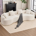 Yoglad 110‘’ Boneless Curved Sofa Modern Cloud 4-Seater Floor Couch Minimalist Compression Sofa for Living Room Apartment Studio Office No Assembly Needed(Chenille Beige White)