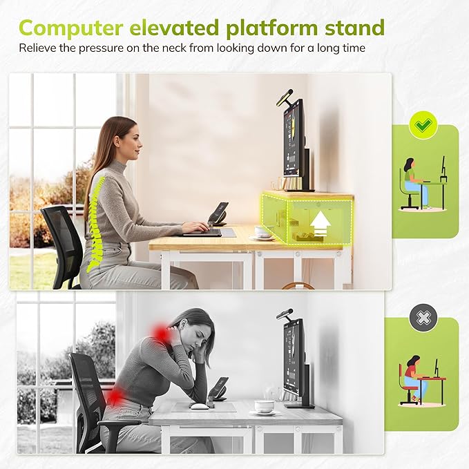 Folding Desk for Small SpaceFoldable Computer Desk with Monitor Stand31.5 Inch Small Desk with LED Lights for Bedroom Home OfficeWriting Work Office Computer Desk with HooksOak