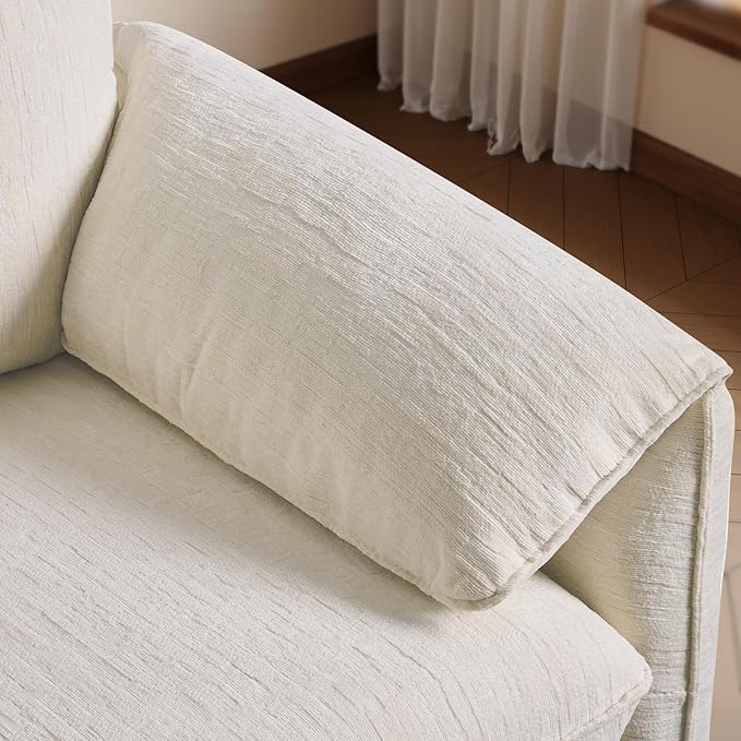 ONBRILL Oversized Accent Chair 41 Inch Chenille Fabric Armchair Comfy Single Sofa Chair with Padded Arms Pocket Spring Cushion Modern Reading Chair for Living Room Bedroom Beige
