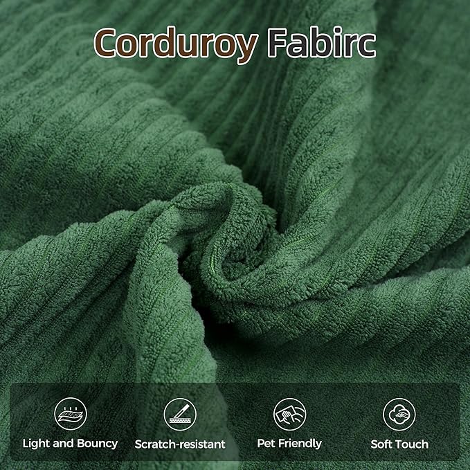 Convertible Sofa Bed 4-in-1 DIY Combination Modular Couch with Pillows Comfy Boneless Sleeper Sofa Bed with Fixed-Shape Frame Corduroy Convertible Lounge Couch for Living Room Green