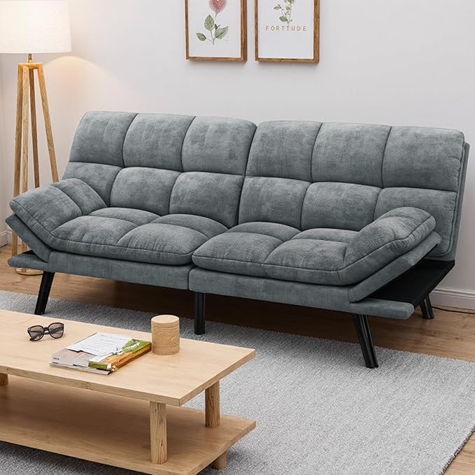YITAHOME Convertible Futon Sofa Bed 70 Folding Futon Set for Living Room Home Office Aprtment Modern Futon Couch with Adjustable Backrest &amp Armrests Recliner Lounge Loveseat Sofa