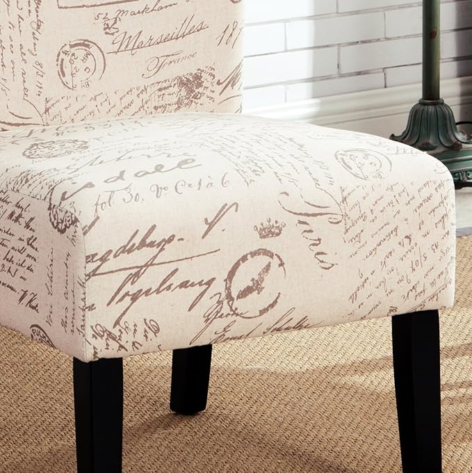 Roundhill Furniture Capa Print Fabric Armless Contemporary Accent Chair Script