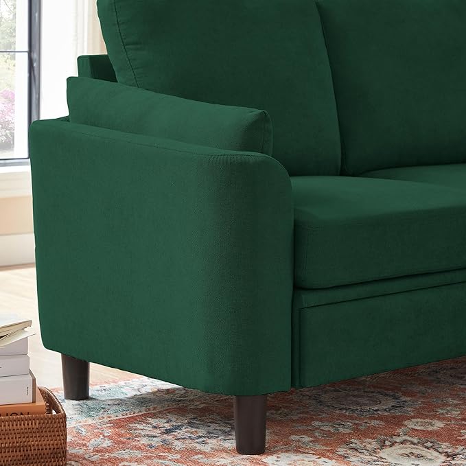 60 Small Loveseat Sofa Mid Century Modern Love Seat Couch with Back Cushions and Wood Legs 2 Seater Couches for Living Room Bedroom Small Spaces (Green)