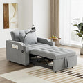 Sleeper Sofa Chair Bed 3 in 1 with Charging Ports Phone Holder &amp Cup Holders - Modern Velvet Convertible Pull Out Single Sofa Bed for Small Spaces Apartment Dorm (Light Gray)
