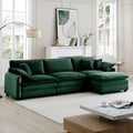 115.34 Modular Sectional Couch 3 Seat Extra Deep Corduroy Sofa with Ottoman Footrest 2 Arm Pillows &amp 3 Throw Pillows Modern Upholstered Comfy Couches for Living Room Bedroom Apartment Green