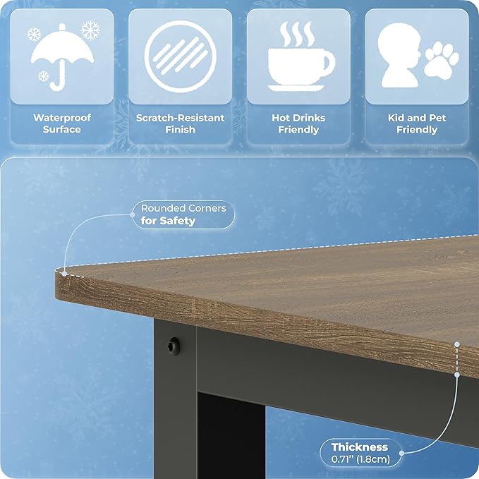 51 Home Office Desk Modern Computer Desk 51.2x23.6x29.5 inches PC Table with Thicken Frame Industrial Style Sturdy Metal Frame Furniture for Writing Gaming Rustic Brown+Black
