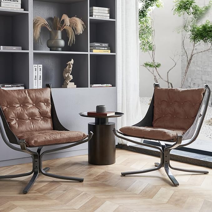 Living Room Chairs Genuine Leather Butterfly Chair Handmade Iron Frame Reading Chair Vintage Chair for Study Room Reading Bedroom Living Room Office