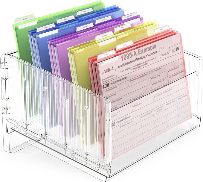 File Sorter Organizer 5 Sections Acrylic Letter Tray for Desk Mail Organizer Letter Holder for Envelopes Mail Electronics 2Pack 2PCS