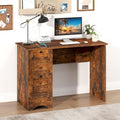 Nightcore 43” Modern Computer Desk Home Office Writing Desk with Power Outlet &amp 2 Storage Drawers PC Laptop Working Desk Workstation for Study Bedroom Living Room (Rustic Brown)