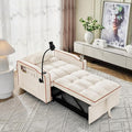 3 in 1 Convertible Sleeper Chair Bed with USB Ports Cup Holder and Phone Stand Velvet Pull Out Futon Sofa Beds Adjustable Backrest Single Sofa Chair for Small Spaces Living Room Office (Beige)