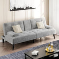 Shintenchi Futon Sofa Bed Velvet Foldable Couch Reclining Sleeper with Removable Armrests Upholstered Loveseat Sofa Couch with Folding Cup Holders for Home Office Light Gray