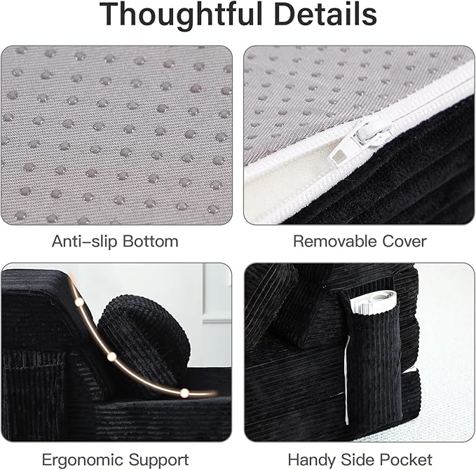 Folding Sofa Bed with Pillow Convertible Sleeper Chair Comfy Floor Futon Couch Mattress Lounge Sofa for Adults Portable Fold Out Chair Bed for Living Room Bedroom Single Black